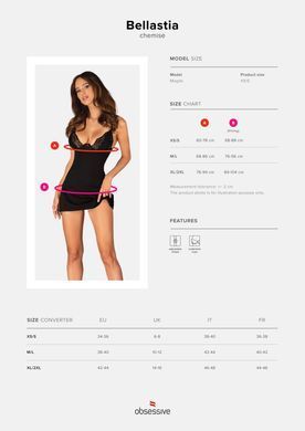 Чарівна сорочка + трусики Obsessive Bellastia chemise & thong, розмір XS/S зображення
