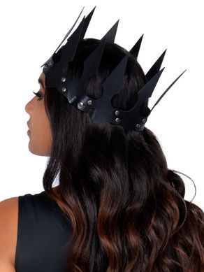 Корона шкіряна з шипами Leg Avenue Faux leather spiked crown Black зображення