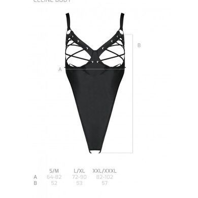 Боди из экокожи с доступом Passion Celine Body black, размер L/XL картинка