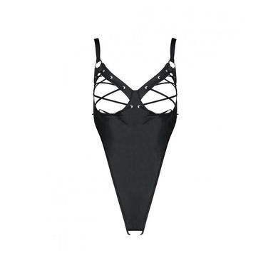 Боди из экокожи с доступом Passion Celine Body black, размер L/XL картинка
