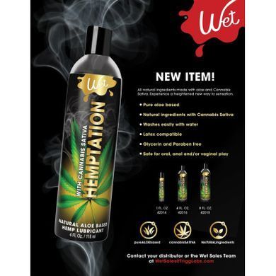 Лубрикант на водній основі з екстрактом канабісу Wet Hemptation (30 мл) зображення