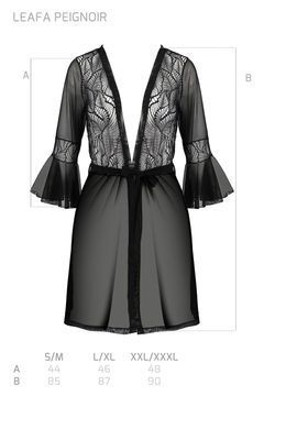 Сексуальний пеньюар з мереживом Passion ECO LEAFA PEIGNOIR black, розмір L/XL зображення