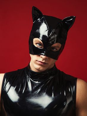 Мужская лакированная маска D&A "Кот", черная (размер универсальный) картинка