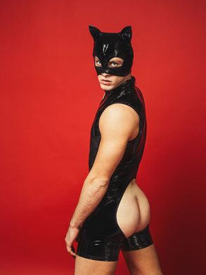Мужская лакированная маска D&A "Кот", черная (размер универсальный) картинка