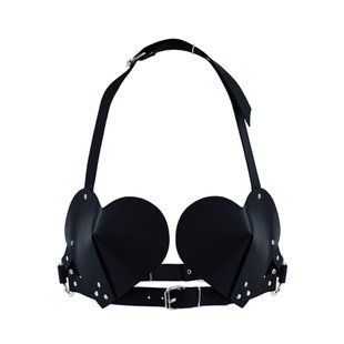 Лиф &ndash; сердце из натуральной кожи Feral Feelings Hearts Bra Black картинка