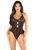Кружевное боди Leg Avenue Lace Floral Lace Halter Teddy with Flutter Accent One Size, Black картинка