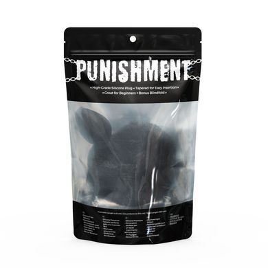 Анальная пробка с хвостом + повязка на глаза Punishment Bunny Tail Silicone Anal Plug Black картинка