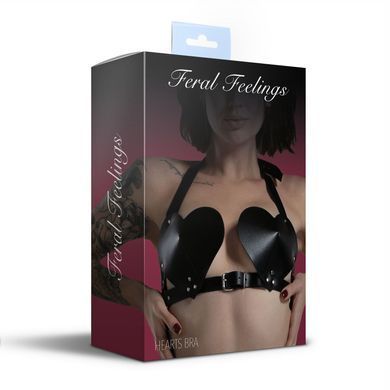 Лиф &ndash; сердце из натуральной кожи Feral Feelings Hearts Bra Black картинка