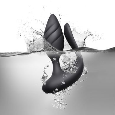 Анально-вагинальный вибратор для пар с пультом ДУ Rocks Off Cocktail Black (диаметр 3,3 см) картинка