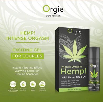 Збуджувальний гель для пар Orgie Hemp! Intense Orgasm, тепло-холод, ефект сильної вібрації (15 мл) зображення