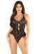 Кружевное боди Leg Avenue Lace Floral Lace Halter Teddy with Flutter Accent One Size, Black картинка 1