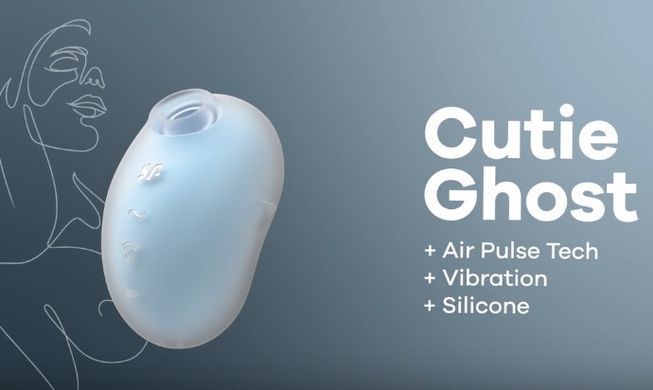 Вакуумний кліторальний стимулятор з вібрацією Satisfyer Cutie Ghost Blue зображення