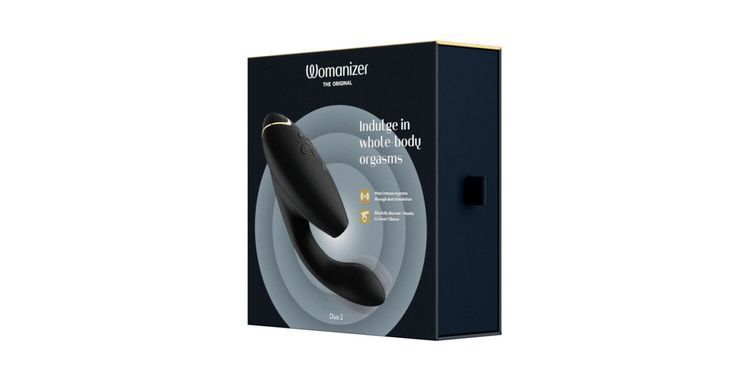 Двойной вакуумный клиторальный стимулятор с вибрацией Womanizer Duo 2 Black (диаметр 3,8 см) картинка