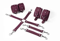 Набір для БДСМ 3в1: наручники, поножі, хрестовина Feral Feelings BDSM Kit 3 Burgundy, сливовий зображення