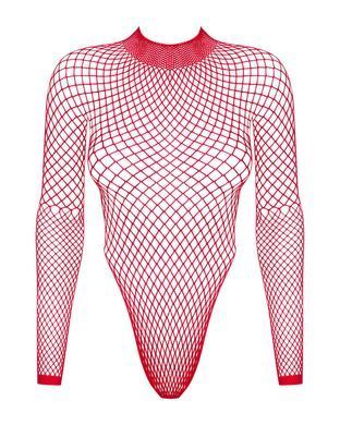 Боди-сетка с длинным рукавом Obsessive B126 teddy red, размер XL/XXL картинка