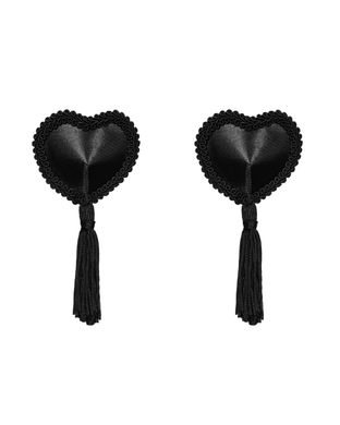 Пестіс - серце з бахромою Obsessive Tassel nipple covers black (2 шт) зображення