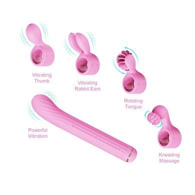 Вібратор для точки G з насадками Otouch Magic Stick S1 Plus Pink (діаметр 3,5 см) зображення