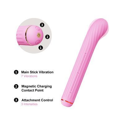 Вібратор для точки G з насадками Otouch Magic Stick S1 Plus Pink (діаметр 3,5 см) зображення