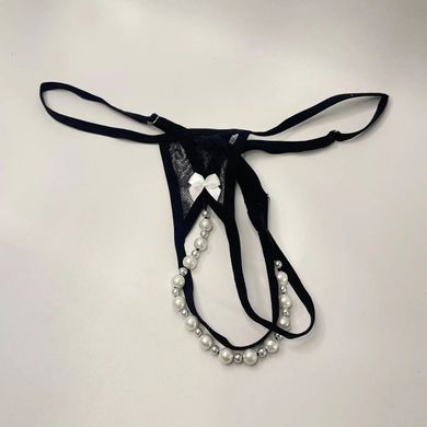 Жіночі трусики з перловою ниткою у промежині Art of Sex Kаrin Black, розмір XS-M зображення