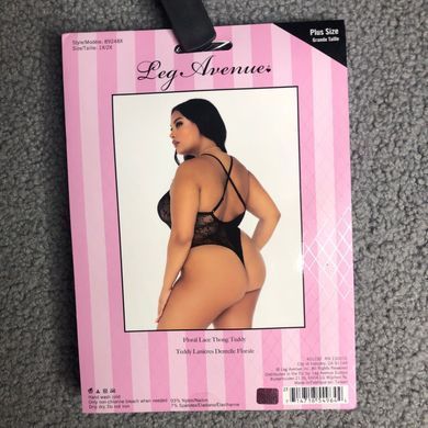 Кружевное боди Leg Avenue Floral lace thong teddy OS Black картинка