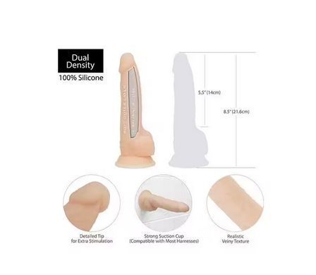 Фалоімітатор реалістичний на присосці Naked Addiction 8&Prime; Silicone Dual Density Dildo Vanilla (діаметр 4,5 см + віброкуля в подарунок) зображення