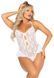 Кружевное боди Leg Avenue Lace Floral Lace Halter Teddy with Flutter Accent One Size, White картинка