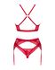 Комплект білизни: бюстгальтер, стрінги, пояс для панчіх Obsessive Lacelove cupless 3-pcs set Red, розмір XS/S картинка 4