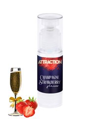 Съедобное массажное масло согревающее MAI Attraction Champagne Strawberry Hot Kiss, клубника и шампанское (50 мл) картинка