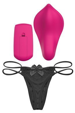 Вибратор в трусики с пультом и подогревом + трусики Liebe Panty Vibe Recargable Cerise, размер S-M картинка