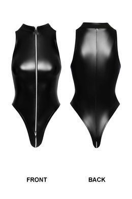 Боді під латекс на блискавці Noir Handmade F294 Powerwetlook bodysuit with front zipper, розмір S зображення