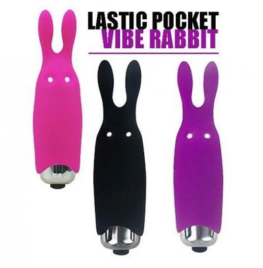 Мини вибратор кролик Adrien Lastic Pocket Vibe Rabbit Black, Чорний зображення