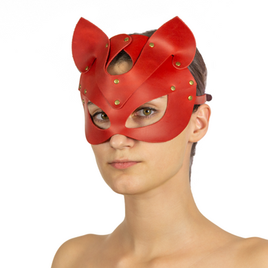 Маска кошки LOVECRAFT премиум из натуральной кожи, красная картинка