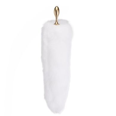 Металева анальна пробка Лисячий хвіст LOCKINK SEVANDA White Fox-Tail Anal Pear-shape Plug зображення