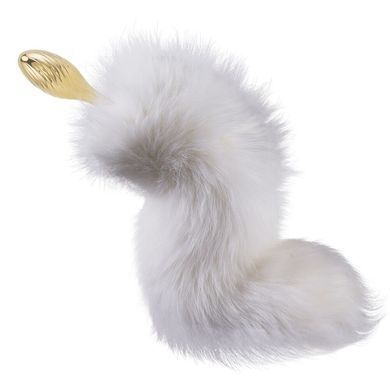 Металева анальна пробка Лисячий хвіст LOCKINK SEVANDA White Fox-Tail Anal Pear-shape Plug зображення