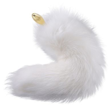 Металева анальна пробка Лисячий хвіст LOCKINK SEVANDA White Fox-Tail Anal Pear-shape Plug зображення