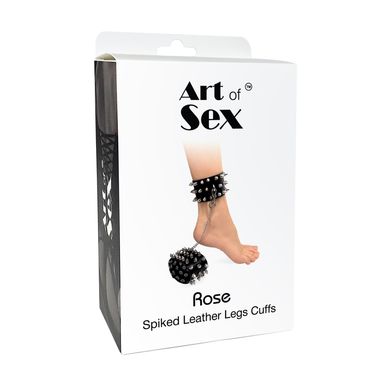 Поножі із шипами з натуральної шкіри Art of Sex Rose, колір чорний зображення