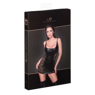 Сукня міні без рукавів з мереживом Noir Handmade F229 Powerwetlook dress with lace inserts, розмір S зображення
