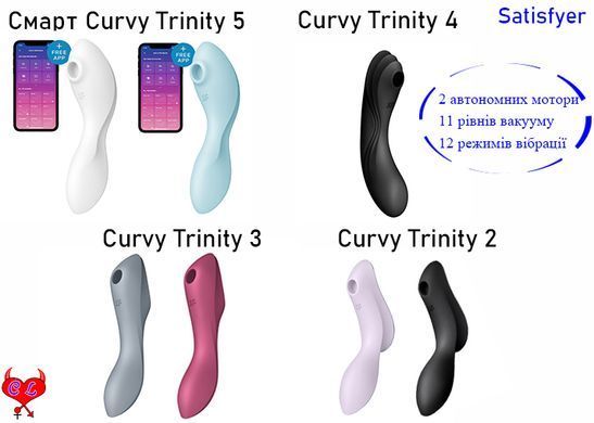 Вакуумний смарт-стимулятор із вібрацією Satisfyer Curvy Trinity 5 White (діаметр 3,8 см) зображення