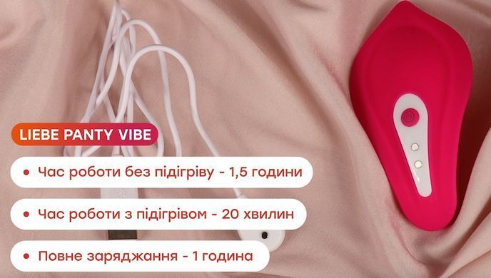 Вибратор в трусики с пультом и подогревом + трусики Liebe Panty Vibe Recargable Cerise, размер S-M картинка