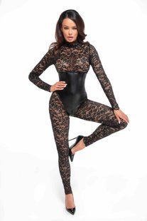 Мереживний комбінезон зі шнурівкою Noir Handmade F299 Enigma lace catsuit with underbust bodice, розмір S зображення