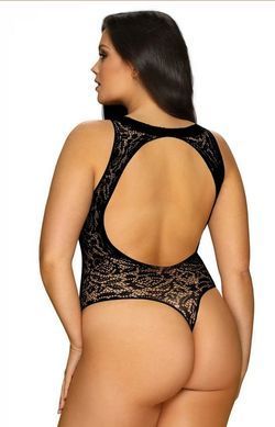 Ажурное боди со шнуровкой и открытым доступом Obsessive B129 teddy black, размер S/M/L картинка