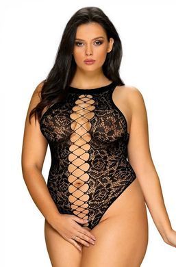 Ажурное боди со шнуровкой и открытым доступом Obsessive B129 teddy black, размер S/M/L картинка