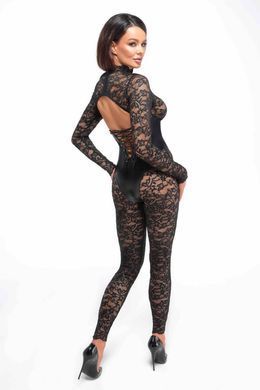 Кружевной комбинезон со шнуровкой Noir Handmade F299 Enigma lace catsuit with underbust bodice, размер S картинка