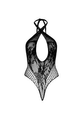 Мереживне боді Leg Avenue Lace and net halter teddy Black O/S зображення