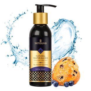 Лубрикант на водній основі їстівний Sensuva Natural Water-Based Blueberry Muffin, чорничний мафін (125 мл) зображення