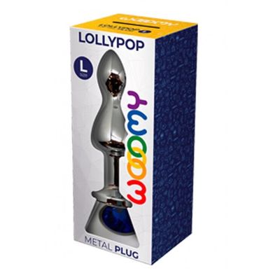 Металева анальна пробка Wooomy Lollypop Double Ball Metal Plug Blue, розмір L (діаметр 3,5 см) зображення