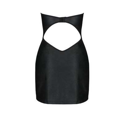 Мини-платье из экокожи со шнуровкой + трусики Passion Celine Chemise black, размер L/XL картинка