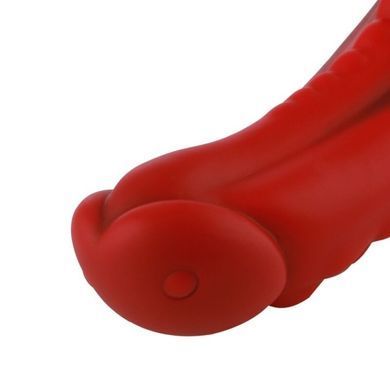 Силиконовый дилдо Hismith 8.35" Curved Silicone Dildo Red Monster Series (диаметр 4,3 см) картинка