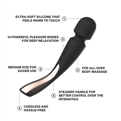 Вибромассажер - микрофон LELO Smart Wand 2 Medium Black (длина 21 см) картинка