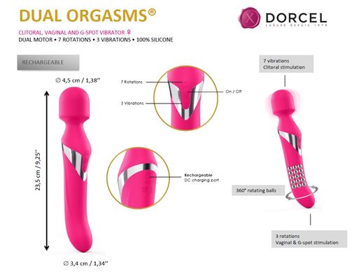 Вибромассажер - микрофон 2-в-1 Dorcel Dual Orgasms Magenta (диаметр 3,4 см) картинка